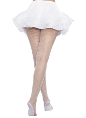 Collant résille blanc avec pieds renforcés - DG0257HWHT